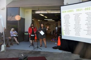 The lady taking presentation.
