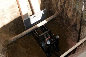 Top view of trenchless sewer line repair equipment by Mike Counsil Plumbing