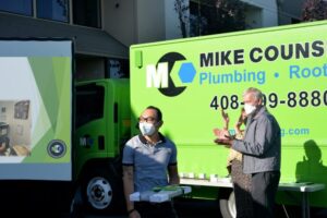 A service truck from Mike Counsil Plumbing and Heating, displayed in San Jose, CA